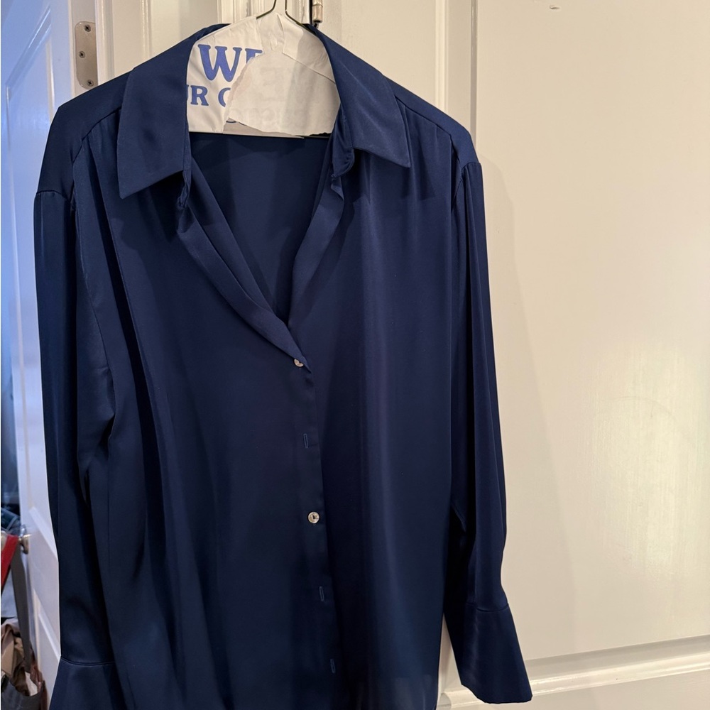 Zara Navy Button Down Shirt - Picture 2 of 5